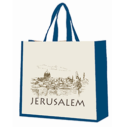 Jerusalem Elegant Blue Large Cotton Bag